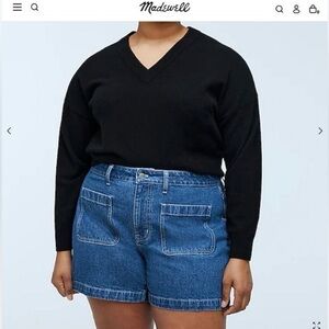 NWT Madewell Curvy Denim Emmett Jean Shorts  Patch Pocket Plus 28W